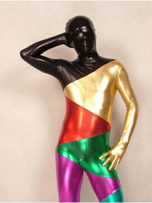 Multicolor Shiny Metallic Full Body Zentai Suit - Click Image to Close